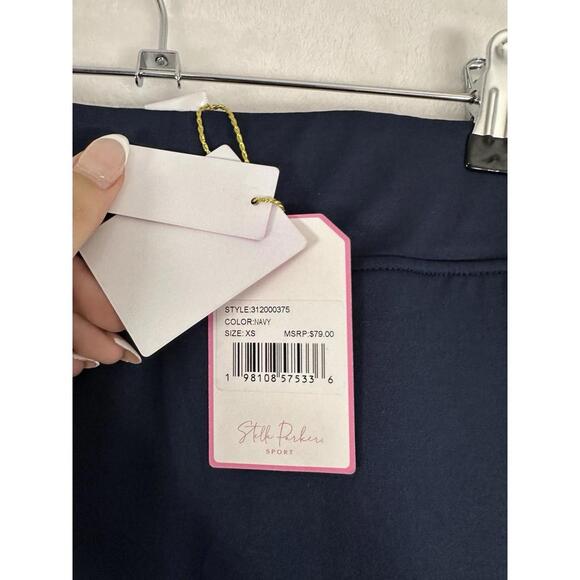 Stella Parker XS Ruffle Trim Skort Navy Blue UPF 50+ Skirt W/ Shorts Womens NEW - Picture 2 of 5